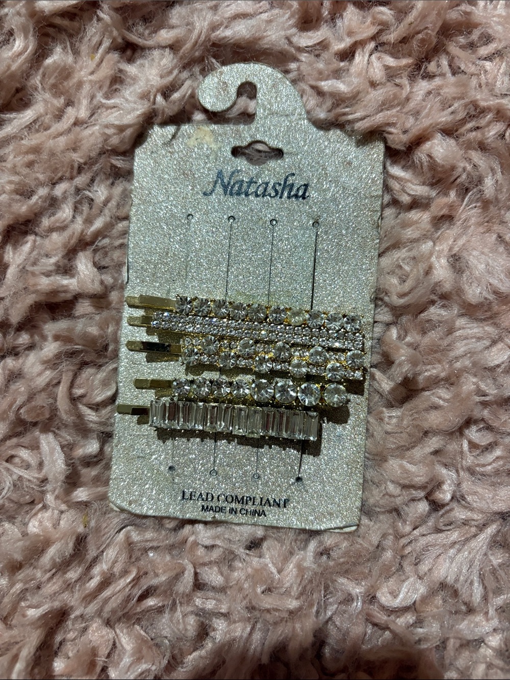 Natasha Gold Rhinestone Hair Clip Set